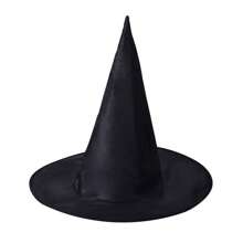 Sombrero de bruja, gorro de mago negro con punta, accesorio de disfraz, gorra para Halloween inelástica para fiestas y eventos de disfraces - Negro - Ver 1