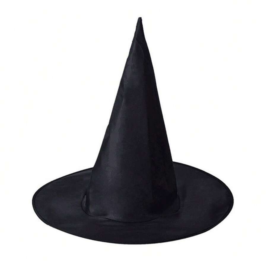 Sombrero de bruja, gorro de mago negro con punta, accesorio de disfraz, gorra para Halloween inelástica para fiestas y eventos de disfraces - Negro - Ver 1