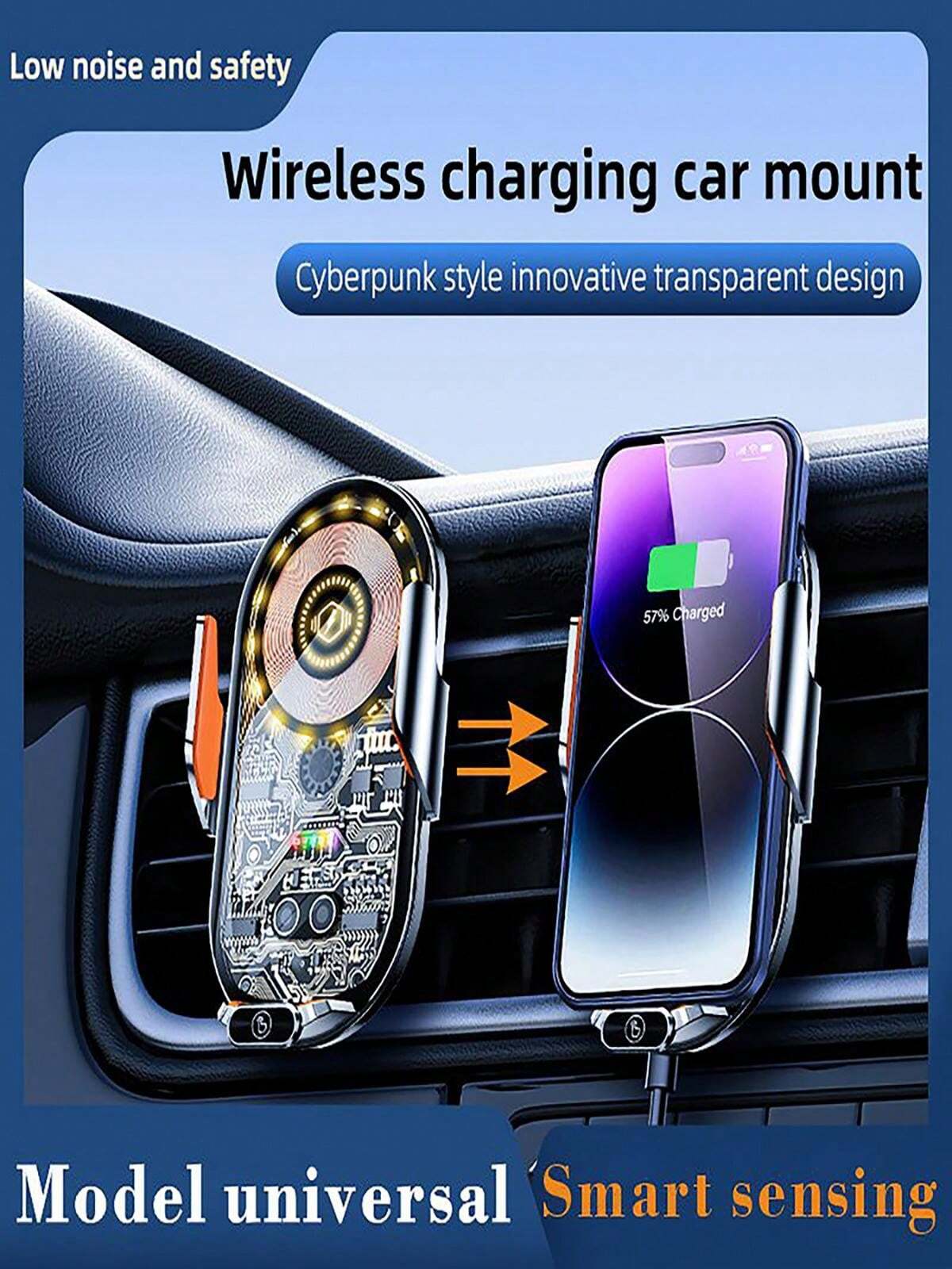 SUONEE Wireless Car Charger Mount, 15W Fast Charging Auto Clamping