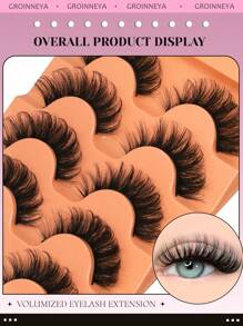 GROINNEYA 5 Cặp Lông Mi Giả Volume Lông Mi Mắt Mèo Tự Nhiên Lông Mi Giả Mink Lông Mi Giả Manga Mềm Mại Dụng Cụ Trang Điểm (7D46) - màu đen - Xem 6