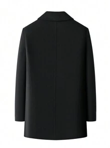 Men's Vintage Style Old Money Look Lapel Simple Solid Color Buttoned Wool Coat Elegant Casual Versatile