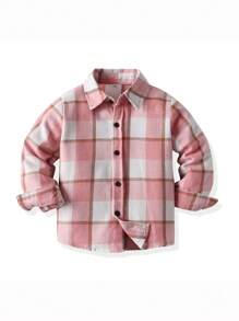 Young Boy Plaid Long Sleeve Casual Comfortable Shirt, Fall