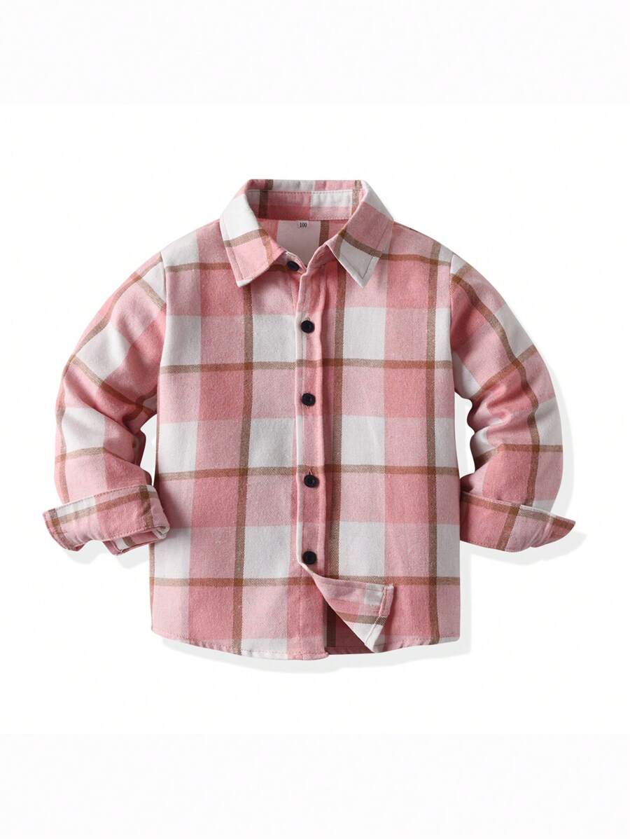 Young Boy Plaid Long Sleeve Casual Comfortable Shirt, Fall