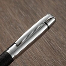 重磅奢华PU银色皮革滚珠笔金属圆珠笔橡胶广告促销礼品签名滚珠笔和圆珠笔返校