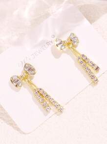 1 đôi Bông tai trang trí nơ & đá trang trí màu bạc Thiết kế độc đáo - Nhiều màu - Xem 5