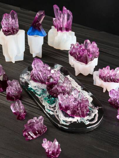 1PC Khuôn đá pha lê 3D dạng cụm silicon Khuôn hình tảng băng trôi thủ công DIY Dụng cụ làm đồ thủ công bằng nhựa Epoxy Quà tặng trang trí bể cá
