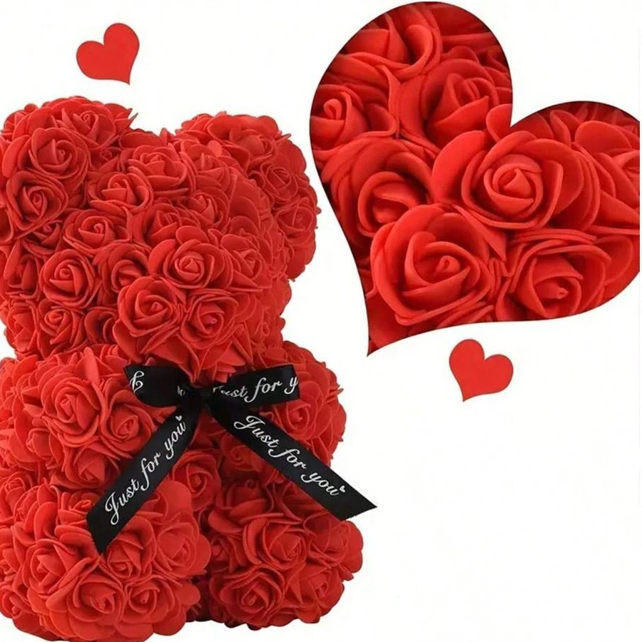 1 chú gấu hoa hồng 20cm, thiết kế tinh tế - thích hợp cho đám cưới lãng mạn, ngày lễ vui vẻ, tiệc tùng sôi động và quà tặng sinh nhật độc đáo cho những người thân yêu