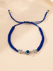 1 件复古欧美风格银海龟恶魔之眼可调节手工编织手链 - 銀龜惡魔之眼 - 查看 8