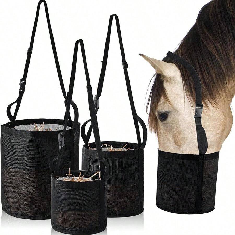 Sac à Nourriture Pour Cheval Majestic Ally - Nylon Renforcé, Fermeture à Clip Et Sangles élastiques - Neuf