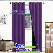 1 件 100% 遮光窗帘 - 丰富的纯色，黑色涂层设计，带系带，完全遮光功能，营造舒适的环境 - 非常适合卧室、客厅、办公室和家居装饰。 - 紫色 - 查看 8