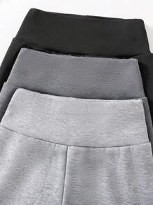 3pcs Young Girl Solid Color Thermal Lined Leggings - Multicolor - View 4