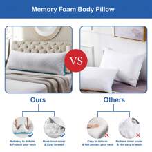 Memory Foam Body Pillow -Fluffy Body Pillows For Adults -Large Long Bed Pillows For Sleeping - 20x54 Inch, White