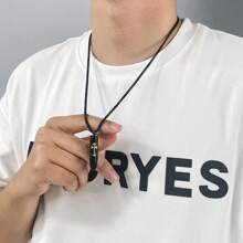 1pc Bullet Head Skull Urn Pendant Necklace; Openable Perfume Bottle Pendant Necklace; Personalized Hip-Hop Men Necklace With Cross Print Pendant; Pet Urn Box Pendant; Punk Hip-Hop Titanium Steel Couple Necklace; Memorial Gift