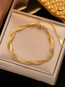 1 件手工不锈钢双层编织刀片链手链，适合日常佩戴 - 雙層編織手鍊 - 查看 8