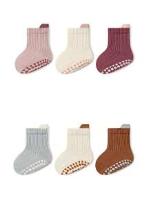 6 双装婴儿彩色防滑地板袜室内软橡胶底爬行袜 - 彩色 - 查看 2