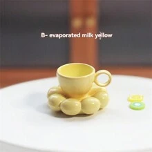 2件套迷你陶瓷杯、迷你咖啡杯碟、微缩场景娃娃屋配件、创意造型迷你咖啡杯、花碟装饰玩具、北欧风Ins流行马卡龙系列咖啡杯、向日葵咖啡陶瓷杯碟 - 彩色 - 查看 7