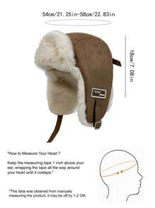 1pc Women's Faux Suede Fleece Warm Hat, Autumn Winter Windproof Earmuffs Earflap Aviator Cap For Skiing, Riding Halloween