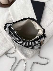 女士斜挎包，精致，方形包，闪光/闪亮，迷你，便携，适合晚餐/宴会，口红，适合派对女孩，女士晚装包， - 黑色 - 查看 8