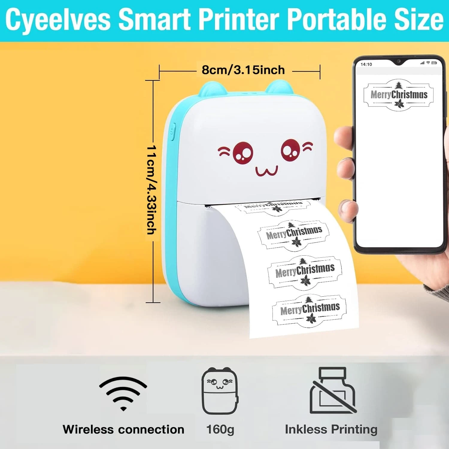 Imprimante Thermique A4 Sans Encre Bluetooth - Portable, Batterie 2600mAh, Compatible Smartphones Et PC