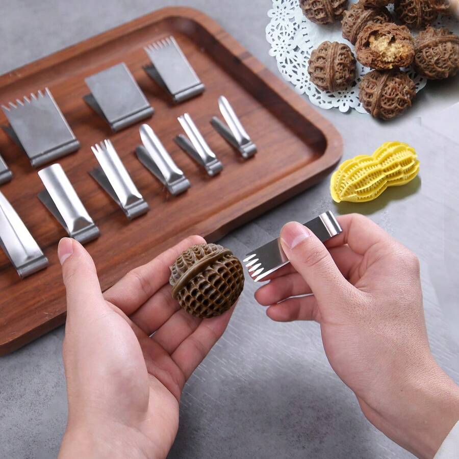 1 pieza Molde de pasteles de nuez de estilo chino relleno de panecillos/pasteles, utensilio decorativo de masa para la cocina del hogar, herramienta de horneado para niños - Hojaldre de nueces - Ver 1