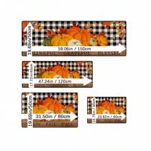 1pc Autumn Pumpkin Print Carpet, Thanksgiving Pumpkin & Maple Leaf Checkered Rug For Kitchen, Living Room, Entryway, Decorative Machine Washable Non-Slip Floor Mat, Great Fall Gift For Family & Friends