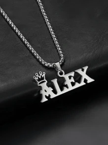 1 chiếc dây chuyền thép không gỉ, mặt dây chuyền hình vương miện và tên tùy chỉnh, mặt dây chuyền chữ cái cho nam giới, quà tặng sinh nhật/Ngày của Cha, màu bạc, vàng, phong cách, thời trang mùa thu, cổ điển, quý tộc, giản dị, đơn giản, tùy chỉnh, cá nhân hóa, độc đáo, quà tặng lý tưởng cho anh ấy, gia đình, bạn bè, cô ấy, bạn trai, bố, con trai, để đeo hàng ngày, dự tiệc, ngày Valentine, lễ tốt nghiệp. - Nhiều màu - Xem 11