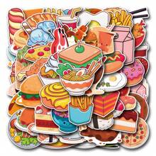 55 张/包卡通食物涂鸦贴纸，用于装饰笔记本电脑、办公桌、头盔、滑板、吉他、杯子、行李箱、笔记本、剪贴簿 DIY、女孩工艺品、酒精贴纸、早餐贴纸 - 彩色 - 查看 3