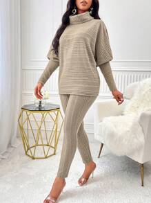 AIJ Amarilo Solid Color Mandarin Collar Batwing Sleeve Set - View 5