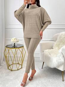 AIJ Amarilo Solid Color Mandarin Collar Batwing Sleeve Set - View 3