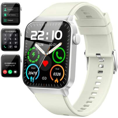 Nerunsa Smartwatch Men Women With Phone Function/Message Reminder, 1.85 Inch Fitness Watch, 112+ Sports Modes, IP68 Waterproof Smart Watch, Sports Watch With Pulse Sleep Monitor, Pedometer, Watch For Android