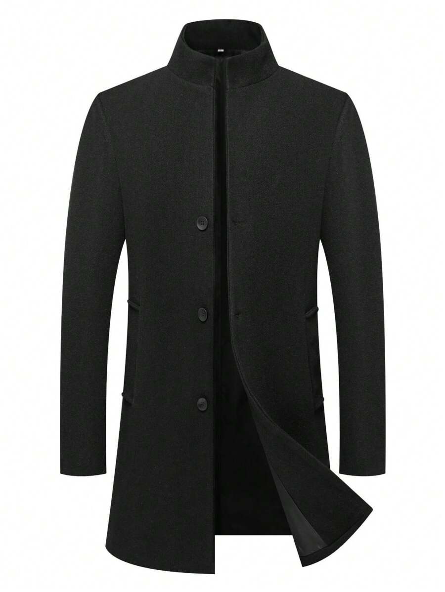 Chaqueta casual de manga larga para hombre, abrigo de cuello alto de unicolor para hombres