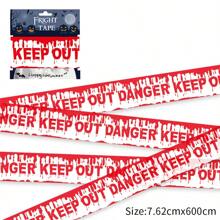 1pc-Mini Warning Tape Halloween Party Supplies Decoration Halloween Warning Line Layout Skull Warning Tape Disposable Warning Tape Suitable For Halloween Parties Zombie Parties Mysterious Murderers Equivalent 600cm * 8cm
