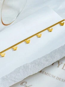 1 件不锈钢蝴蝶吊坠脚链/手链/项链首饰，适合日常佩戴 - 金黃色 - 查看 3