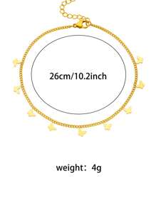 1 件不锈钢蝴蝶吊坠脚链/手链/项链首饰，适合日常佩戴 - 金黃色 - 查看 5