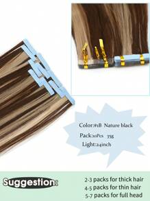 Tape In Hair Extensions Synthetic Hair 24 Inches 10pcs 35g/Pack  Straight Hair Extensions - Piano Color - View 3