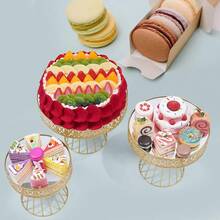 LOYALHEARTDY-BTG Crystal Cake Holder Gold Cupcake Stands Plating Mirror Cake Holder Round Cupcake Stands With Luxury Crystal, Fashion Dessert Tower For Wedding Christmas Event Birthday Party Cupcake Display (3Pcs)[Best Gift For Family&Friends] - Gold - View 2
