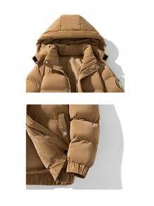 Men's Thick Padded Coat, Slim Fit, Warm, Windproof, Fashionable Padded Coat For Autumn/Winter - Brown - View 3