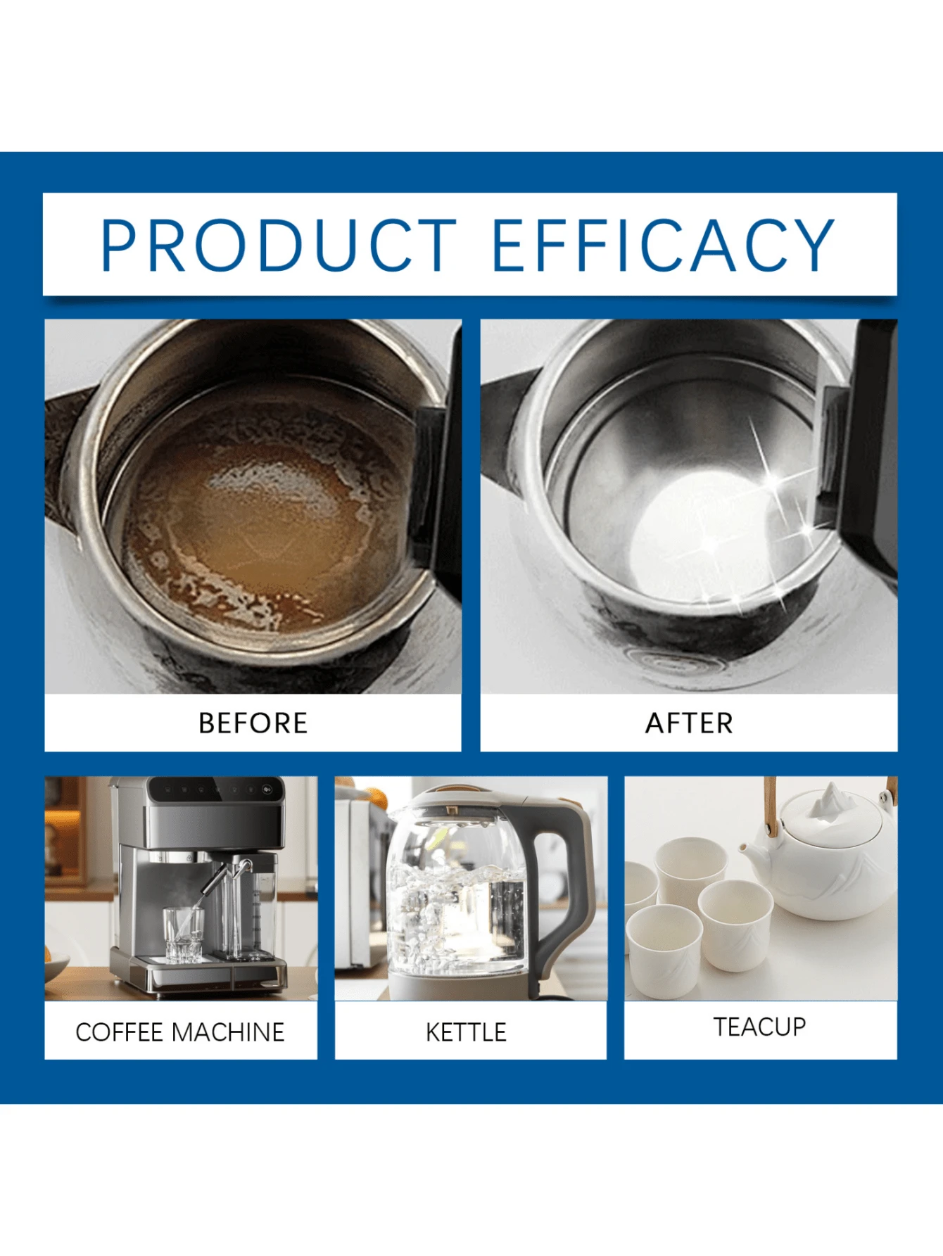 Jue Fish Limescale Cleaning Effervescent Tablets, Stainless Steel Pot