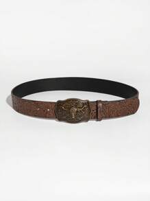 1 件女士西式压花复古扣皮带节日万圣节夏季、学校秋季、秋季、万圣节