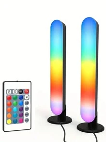 1/2 Pcs Led Desk Lamps With Remote Control, Usb Powered Rgb Night Light Strip, Geometric Pattern Plastic Lampshade, Traditional Style, Polished Metal Finish, Color Changing, Suitable For Various Room Types, Tv Desk Lamp, Computer Desk Lamp, Room Desk Lamp, Party Decoration Desk Lamp