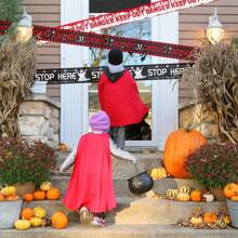 1pc-Mini Warning Tape Halloween Party Supplies Decoration Halloween Warning Line Layout Skull Warning Tape Disposable Warning Tape Suitable For Halloween Parties Zombie Parties Mysterious Murderers Equivalent 600cm * 8cm