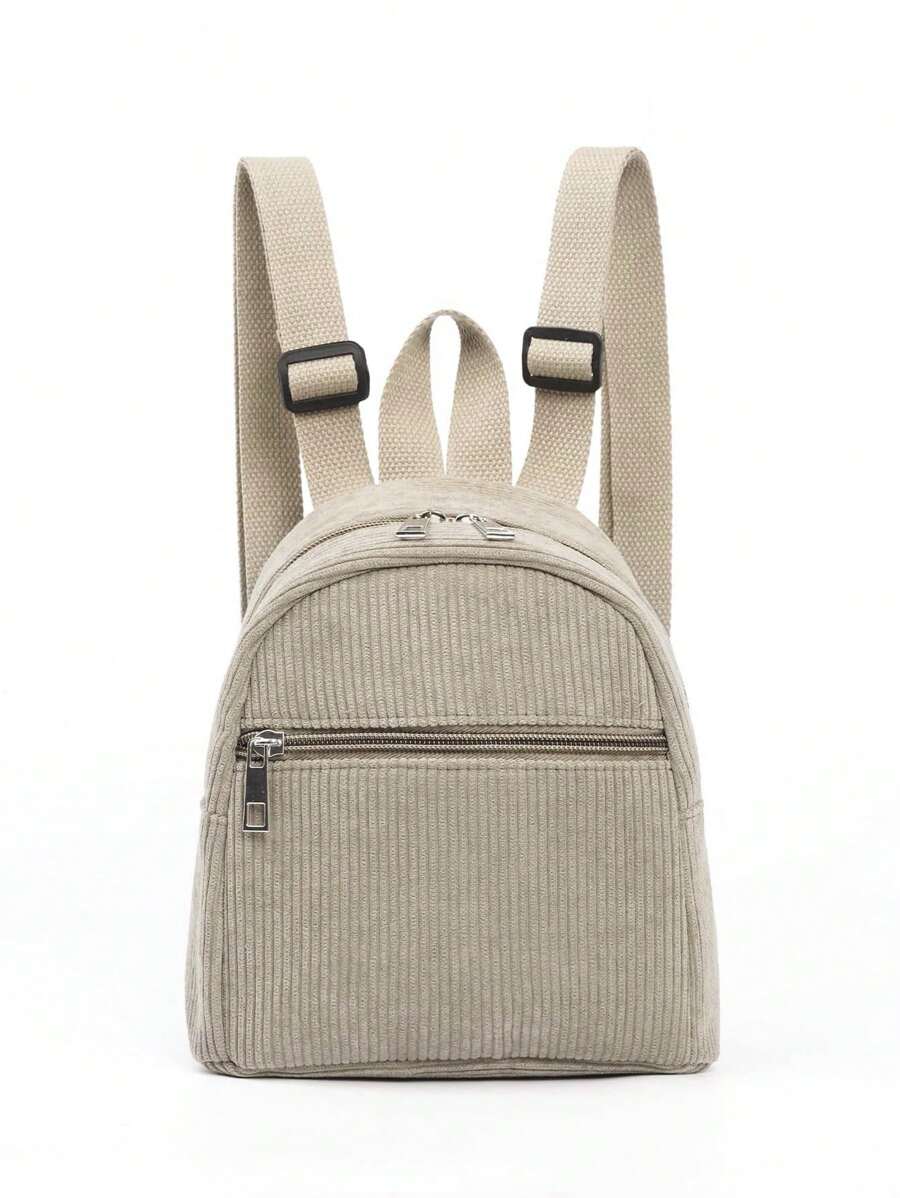 1 Pc Mini Cute Solid Color Corduroy Children'S Backpack, Suitable For Girls, Primary School Students, School, Travel And Vacation, Holiday Gifts