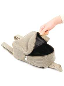 1 Pc Mini Cute Solid Color Corduroy Children'S Backpack, Suitable For Girls, Primary School Students, School, Travel And Vacation, Holiday Gifts