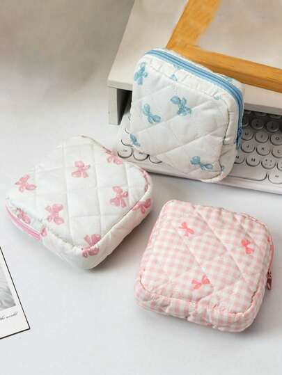 1pc Ditsy Floral Organizador de absorventes higiênicos portáteis, bolsa compacta de cor creme para produtos de higiene feminina, um pequeno presente atencioso para meninas, Boho Vibes