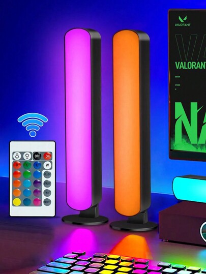 1/2 LED Desk Lamps With Remote Control, USB Powered Rgb Night Light Strip, Geometric Pattern Plastic Lampshade, Traditional Style, Polished Metal Finish, Color Changing, Suitable For Various Room Types, TV Desk Lamp, Computer Desk Lamp, Room Desk Lamp, Party Decoration Desk Lamp