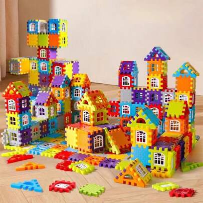 25/50/70/100pcs Children Building Blocks Puzzle House Castle Educational Construction Toys For Boys And Girls (Random Color Accessories)