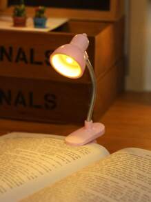 1 pieza Mini luz de libro LED de plástico con batería, luz de lectura con pinza y pilas, brazo ajustable con protección ocular para lectura nocturna, mini lámpara de libro, luz para leer