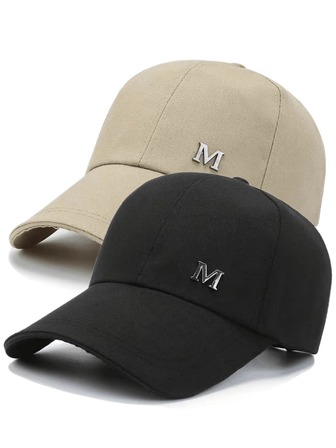 2入組時尚透氣男式純色休閒棒球帽，適用於日常生活