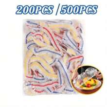 200/500pcs 彩色一次性食品盖保鲜膜PE保鲜膜袋收纳厨房一次性碗盖。因生产批次不同，外包装随机发货，不影响正常使用。请放心购买 - 彩色 - 查看 5