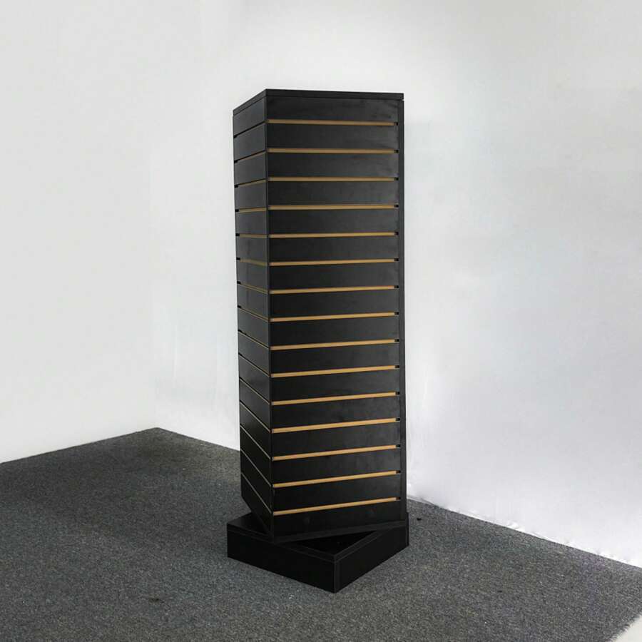 FKZNPJ Slatwall Display Case Rotating Slatwall Display Heavy Duty Merchandiser Rotating Slatwall Cube Clothing Slatwall - 黑色 - 查看 1